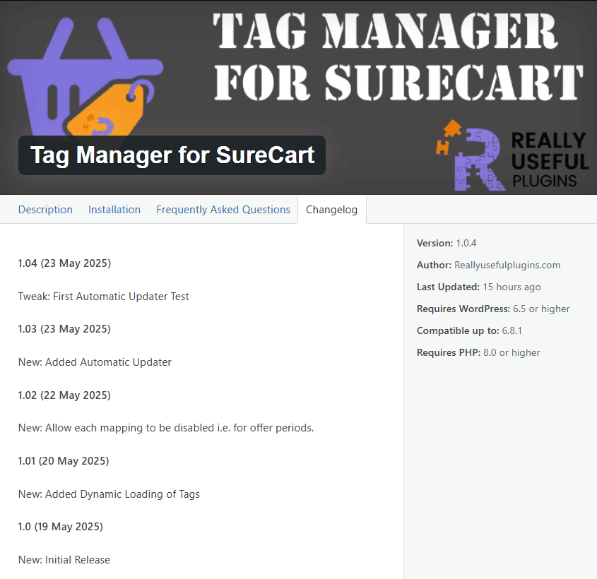 Tag manager for surecart example