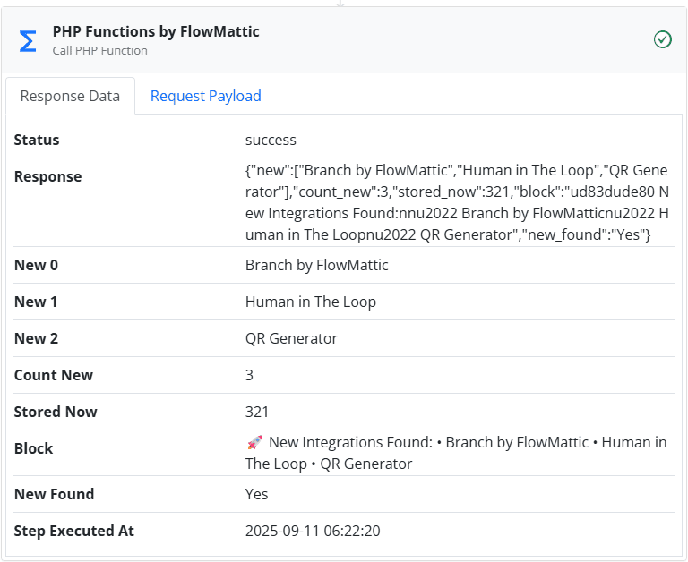 Flowmattic intergrations php function