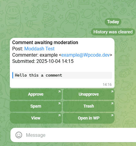 Moddash telegram notification suredash