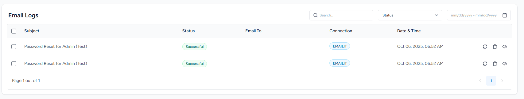 Ta additional admin emails test warning