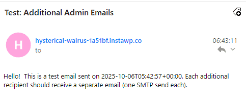 Ta additional admin emails test