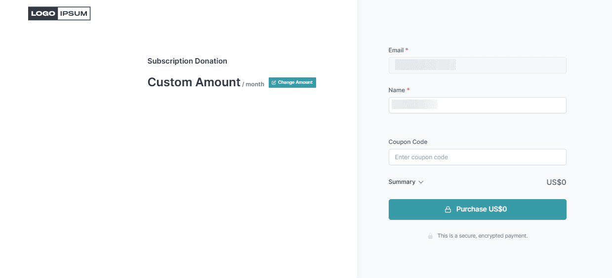 SureForm Checkout on SureCart Subscription donation name your price