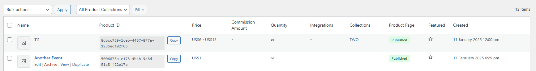 Surecart products with product id