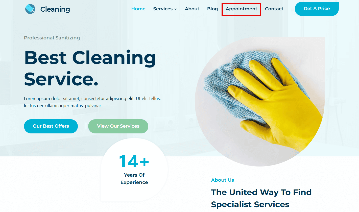 target our menu item