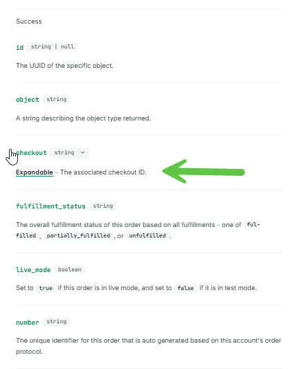 Checkout ID description with arrow - is Exapandable