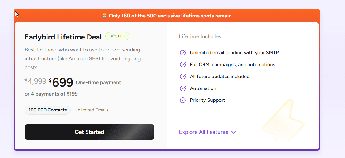 Earlybird lifetime deal offer