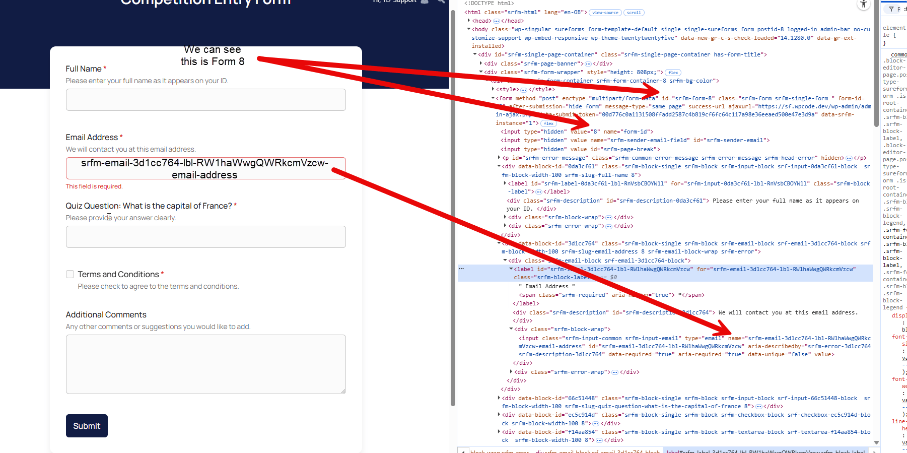 How to Limit SureForm Submissions by Email & Total Entries (Advanced Guide) sureform submission gate form id and field name
