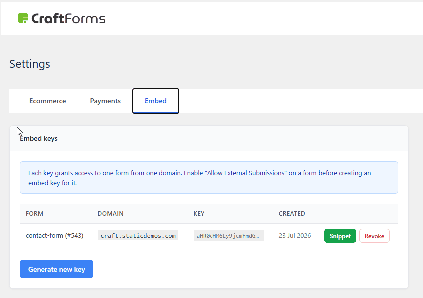Native CraftForms and Simply Static craftform static embeded form embed