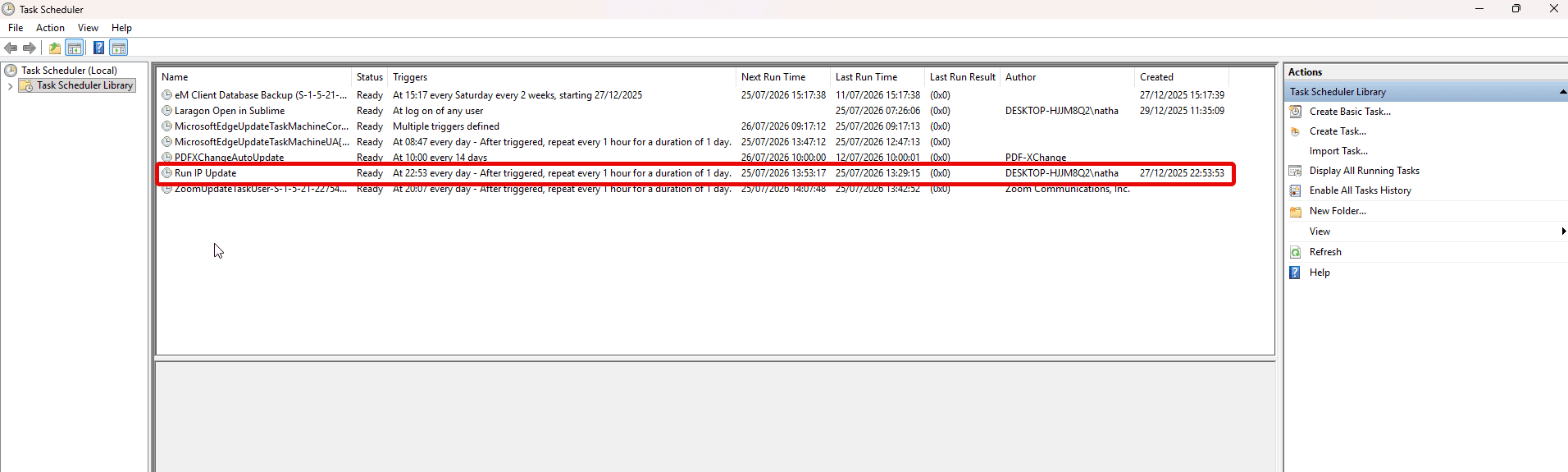 Windows Task Scheduler running the task.