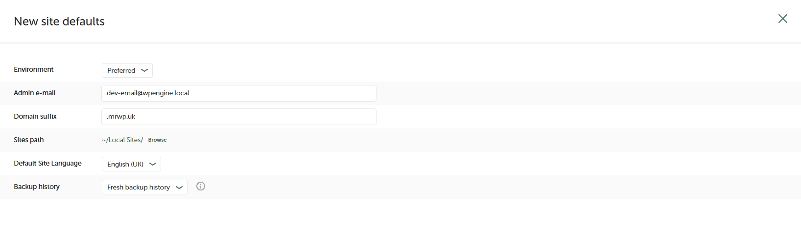 Changes to my local setup new site defaults local article