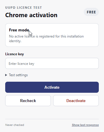 Non-WordPress licensing with UUPD uupd server chrome free mode